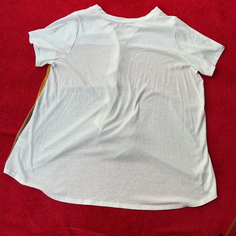 Colorblock Tie Front Top Women's 2 XL Multi Excellent Ribbed‎ Button V-Neck - Picture 2 of 5